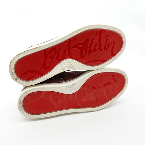 CHRISTIAN LOUBOUTIN Bip Bip Blush Pink Sequin High Top Sneakers Size 38 Lace Up - Picture 12 of 14